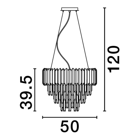 Lampadario contemporana cristalli cromo per salotto 50cm